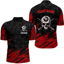 Load image into Gallery viewer, Black And Red 8 Ball Pool Skull Custom Men Billiard Shirts, Billiard Jersey Billiard Team Shirt TDM3303