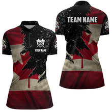 Load image into Gallery viewer, Personalized Retro Canada Flag Darts Women Polo &amp; Quarter-Zip Shirts, Patriotic Dart Jerseys Uniform TDM1884