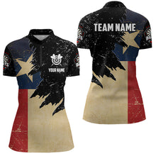 Load image into Gallery viewer, Personalized Retro Texas Flag Darts Women Polo &amp; Quarter-Zip Shirts, Patriotic Dart Jerseys Uniform TDM1885