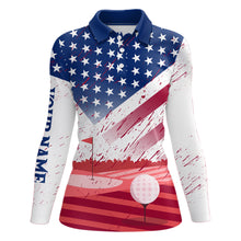 Load image into Gallery viewer, Womens Golf Polo Shirts Custom American Flag Best Patriotic Golf Shirts For Team Golfer, Golf Gifts TDM1893