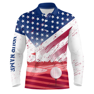 Mens Golf Polo Shirts Custom American Flag Best Patriotic Golf Shirts For Team Golfer, Golf Gifts TDM1893