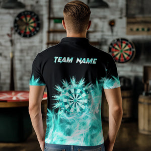 Icy Turquoise Light Mens Darts Polo & Quarter Zip Shirts Custom Dart Shirts For Team Darts Jerseys TDM2577