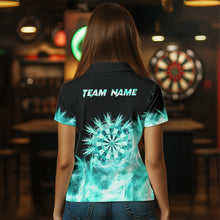 Load image into Gallery viewer, Icy Turquoise Light Womens Darts Polo &amp; Quarter Zip Shirts Custom Dart Shirts For Team Darts Jerseys TDM2577