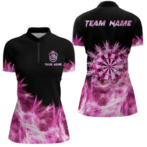 Icy Pink Light Womens Darts Polo & Quarter Zip Shirts Custom Dart Shirts For Team Darts Jerseys TDM2579