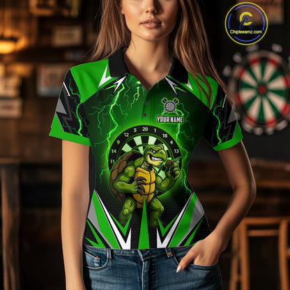 Personalized Funny Turtle Darts Shirt For Women Custom Thunder Lightning Green Darts Team Jerseys TDM4664
