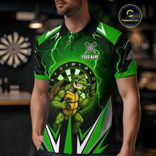 Load image into Gallery viewer, Personalized Funny Turtle Darts Shirt For Men Custom Thunder Lightning Green Darts Team Jerseys TDM4664