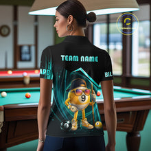 Load image into Gallery viewer, Turquoise Funny 9 Ball Pool Billiard Shirt For Women Custom Billiard Team Jersey Polo &amp; 1/4 Zip TDM6615