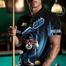 Load image into Gallery viewer, Blue Funny 8 Ball &amp; 9 Ball Pool Billiard Shirt For Men Custom Billiard Team Jersey Polo &amp; 1/4 Zip TDM6616