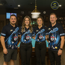 Load image into Gallery viewer, Blue Funny 8 Ball &amp; 9 Ball Pool Billiard Shirt For Men Custom Billiard Team Jersey Polo &amp; 1/4 Zip TDM6616