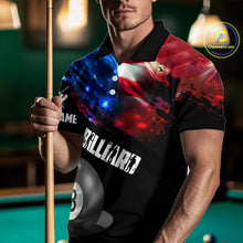 Load image into Gallery viewer, Personalized Glowing American Flag Billiard Shirt For Men Custom Patriotic 8 Ball Pool Team Jersey TDM4264