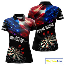 Load image into Gallery viewer, Personalized Glowing American Flag Darts Shirt For Women Custom Patriotic Darts Team Jerseys TDM4265