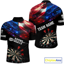 Load image into Gallery viewer, Personalized Glowing American Flag Darts Shirt For Men Custom Patriotic Darts Team Jerseys TDM4265