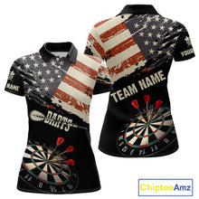 Load image into Gallery viewer, Grunge Vintage American Flag Custom Retro Dart Shirts For Women, Pride Team Patriotic Dart Jerseys TDM4266