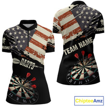 Load image into Gallery viewer, Grunge Vintage American Flag Custom Retro Dart Shirts For Women, Pride Team Patriotic Dart Jerseys TDM4266