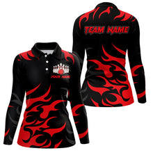 Load image into Gallery viewer, Black and Red Flame Bowling shirts for Women Custom team bowling jerseys, ladies bowling apparel NQS9273
