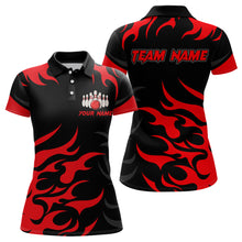 Load image into Gallery viewer, Black and Red Flame Bowling shirts for Women Custom team bowling jerseys, ladies bowling apparel NQS9273