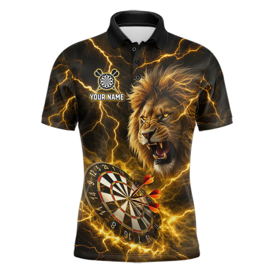 Custom Yellow Dartboard Thunder Lightning Lion Darts Shirt For Men, Darts League Team Jersey TDM5815