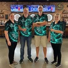 Load image into Gallery viewer, Custom Turquoise Dartboard Thunder Lightning Lion Darts Shirt For Men, Darts League Team Jersey TDM5816