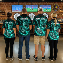 Load image into Gallery viewer, Custom Turquoise Dartboard Thunder Lightning Lion Darts Shirt For Men, Darts League Team Jersey TDM5816