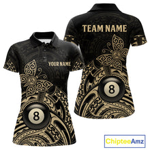 Load image into Gallery viewer, Custom Black And Gold Tribal Butterfly Billiard Shirts For Women | 8 Ball Pool Team Jerseys TDM4688
