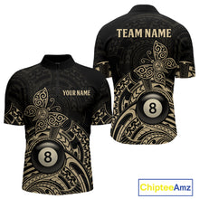 Load image into Gallery viewer, Custom Black And Gold Tribal Butterfly Billiard Shirts For Men | 8 Ball Pool Team Jerseys TDM4688
