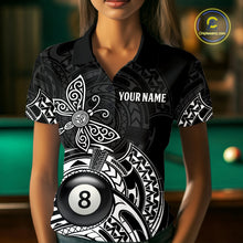 Load image into Gallery viewer, Custom White Black Tribal Dragonfly Billiard Shirts For Women | 8 Ball Pool Team Jerseys TDM4689