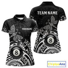 Load image into Gallery viewer, Custom White Black Tribal Dragonfly Billiard Shirts For Women | 8 Ball Pool Team Jerseys TDM4689