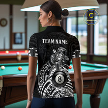 Load image into Gallery viewer, Custom White Black Tribal Turtle Billiard Shirts For Women | 8 Ball Pool Team Jerseys TDM4690