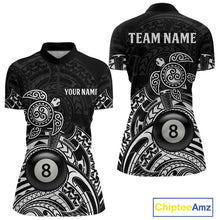 Load image into Gallery viewer, Custom White Black Tribal Turtle Billiard Shirts For Women | 8 Ball Pool Team Jerseys TDM4690