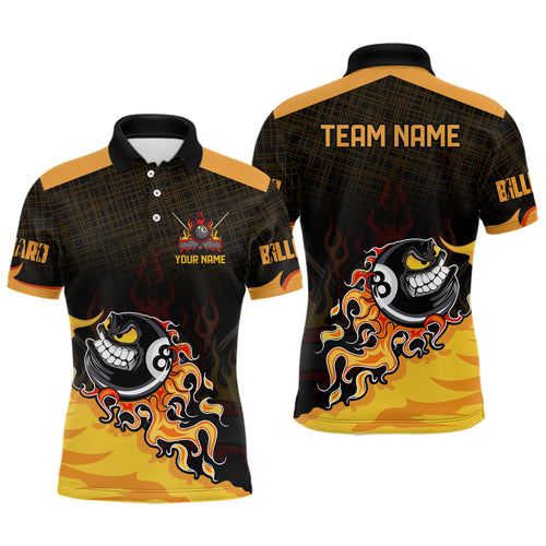Personalized Funny 8 Ball Pool Fire Billiard Polo Shirts For Men Custom 3D Billiard Shirts Funny TDM0642