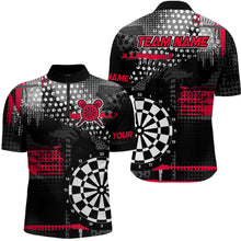 Load image into Gallery viewer, Personalized Grunge Dotted Pattern Dart Polo &amp; Quarter Zip Custom Men Dart Shirt Dart Jersey | Red TDM3337