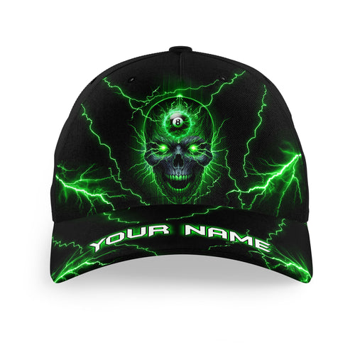 Personalized Green Skull Billiard Hats, Custom Adjustable 3D Printed Billiard Baseball Cap TDM1708