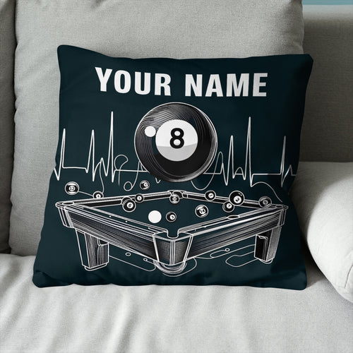Funny Billiard Table Custom Black Pillows, Personalized Billiard Gifts TDM0821