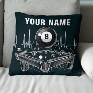 Funny Billiard Table Custom Black Pillows, Personalized Billiard Gifts TDM0821