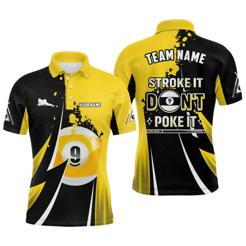 Billiard Funny Stroke It Don't Poke It Men Polo Shirts Custom Name 9 Ball Pool Billiard Jerseys TDM1013