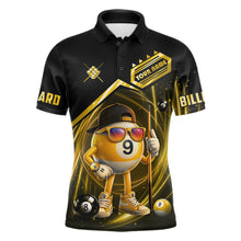 Load image into Gallery viewer, Yellow Funny 9 Ball Billiard Shirt For Men Custom Pool Team Shirt, Billiard Jersey Polo &amp; 1/4 Zip TDM5835