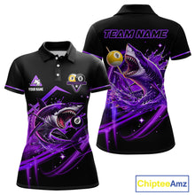 Load image into Gallery viewer, Purple 8 Ball &amp; 9 Ball Pool Billiard Shark Polo &amp; Quarter Zip For Women Custom Team Billiard Jerseys TDM4088