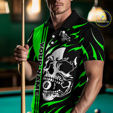 Load image into Gallery viewer, Personalized Green 8 Ball Skull Billiard Shirt For Men Custom Pool Team Jersey, Billiard Outfit TDM4461