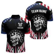 Load image into Gallery viewer, Personalized Patriotic Skull Darts Shirt For Men Custom American Flag Darts Jersey Polo &amp; 1/4 Zip TDM4463