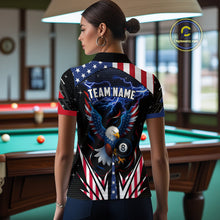 Load image into Gallery viewer, American Flag Eagle 8 Ball Pool Lightning Billiard Shirt For Women Custom Patriotic Billiard Jersey TDM4704