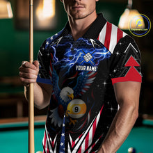 Load image into Gallery viewer, American Flag Eagle 9 Ball Pool Lightning Billiard Shirt For Men Custom Patriotic Billiard Jersey TDM4705