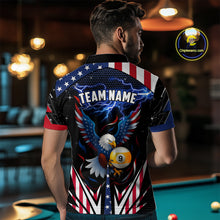 Load image into Gallery viewer, American Flag Eagle 9 Ball Pool Lightning Billiard Shirt For Men Custom Patriotic Billiard Jersey TDM4705