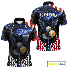 Load image into Gallery viewer, American Flag Eagle 9 Ball Pool Lightning Billiard Shirt For Men Custom Patriotic Billiard Jersey TDM4705