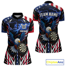 Load image into Gallery viewer, Custom American Flag Eagle Lightning Darts Shirt For Women, Patriotic Darts Jersey Polo &amp; 1/4 Zip TDM4706