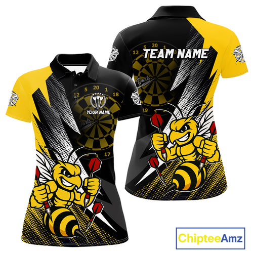 Custom Yellow Black Funny Bee Darts Shirt For Women Custom Darts Team Jersey Outfit, Darts Gift TDM4707