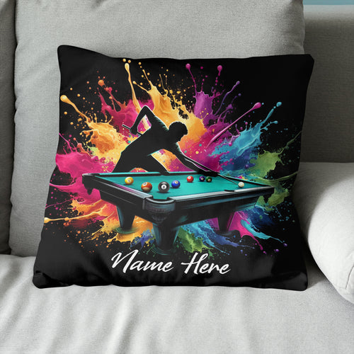 Colorful Men Billiard Player Custom Throw Pillow, Billiard Pillow Gifts TDM0832