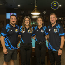 Load image into Gallery viewer, Personalized 8 Ball &amp; 9 Ball Pool Billiard Polo, 1/4 Zip For Women Custom Team Billiard Jersey |Blue TDM5602