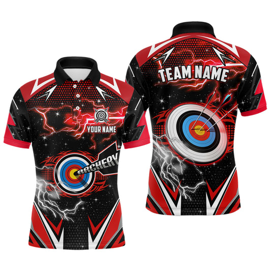 Archery 3d Target Red Jersey For Men Custom Name Archery Polo Shirts Team League Archery Shirts TDM1024