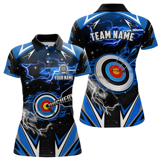 Archery 3d Target Blue Jersey For Women Custom Name Archery Polo Shirts Team League Archery Shirts TDM1025