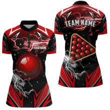 Load image into Gallery viewer, Personalized Snooker Thunder Lightning 3D Printed Women Billiard Shirt, Snooker Billiard Jerseys |Red TDM1942